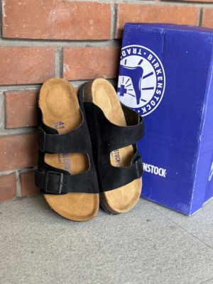 Birkenstock Arizona Suede Black With Brand Sole