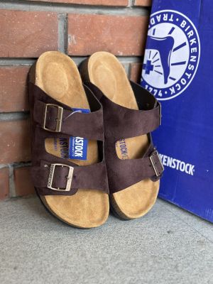 Birkenstock Arizona Suede Wine With Brand Sole