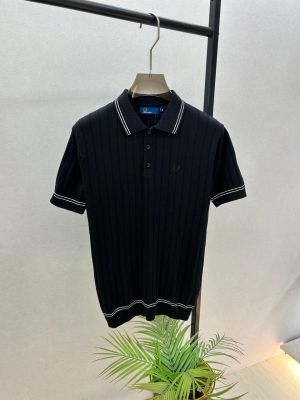 Fred Perry Polo knitted Black Super Premium Collar Neck T-shirt F3588-BL