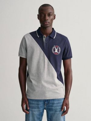 Gant Navy Premium Cotton Lycra Pique fabric Polo Tshirt with Front Design and embroidery logo 4265