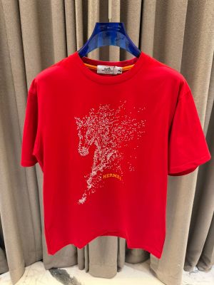 Herme_s Middle Brand Print Round Neck T-shirt Red