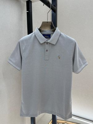 Ralp h Lauren Grey Embroidery Logo Premium Collar Neck Polo T-shirt With Brand Box Packing F3693-GY