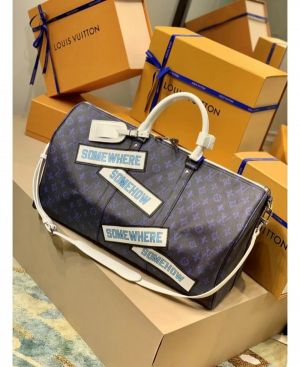 Louis_Vuitton_LV_M58979_Keepall_Bandoulire_SomeWhere_SomeHow_Premium_Monogram_Unisex_Duffle_Bag_With_Dust_Bag_&_Accessories_(Orchid-682)