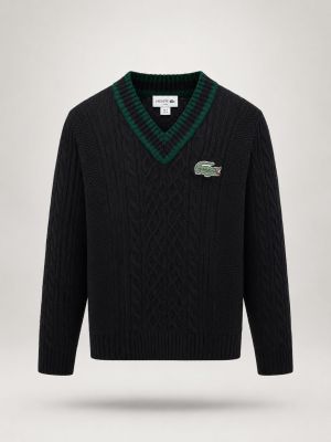 La_coste V Neck Black Green