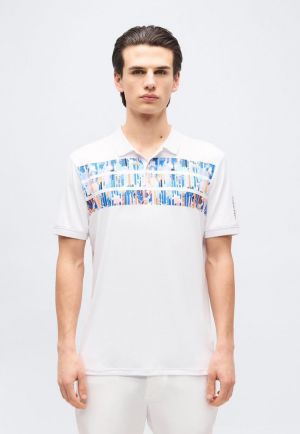 Calvin Klei n White Premium 240gsm interlock cotton lycra fabric Polo Tshirt with Front Design 4291