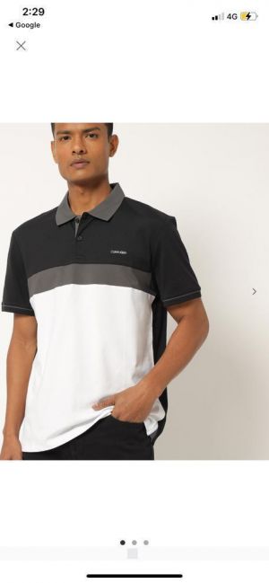 Calvin Klei n Black Premium 240gsm interlock cotton lycra fabric Polo Tshirt with Front Design and Embroidery logo 4292
