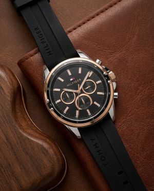 Tommy_hilfiger Oxford Chronograph Silicon Belt Black