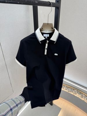 Lacost e Black Polo Premium Collar Neck T-shirt F3758-B1