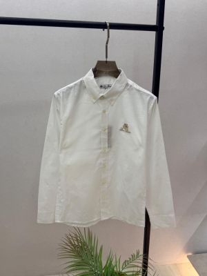 Loro Piana White Embroidery Logo Oxford Lycra Premium Shirt F3894-WH