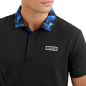 Calvin Klei n Black Premium 240gsm interlock cotton lycra fabric Polo Tshirt with Collar Design and Patch logo 4295
