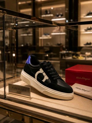 Salvator_e Ferragam o Gancini Panelled Leather Sneaker