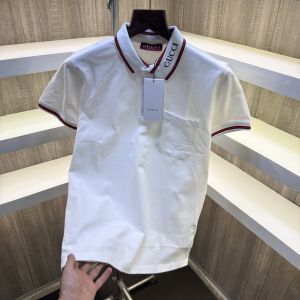 Gucc i Collar Logo Pique Polo Tshirt White