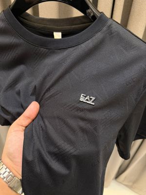Emporio Arman_i Chest Logo Imported Round Neck T-shirt Black