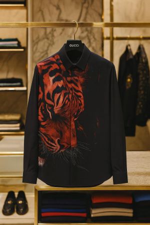 Gucc_i Japan Fabric Full Sleeves Shirt Black 