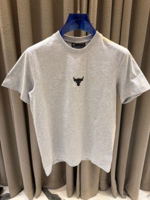 Under_Armour Middle Brand Logo Round Neck T-shirt Gray