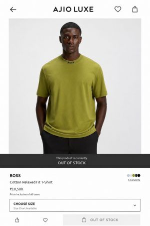 Boss Chinese Collar Round Neck T-shirt Green