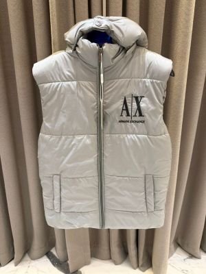 Arman_i Exchange Chest Logo Half Puffer Jackets Silver