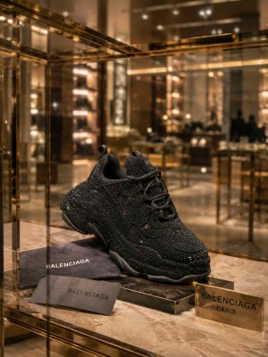 Balenciag a Triple S Black Embellished Rhinestones