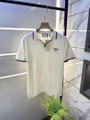 Gucc i White Imported knitted Premium Collar Neck Polo T-shirt F3609-WH