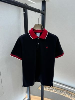 Brooks Brothers Black Embroidery Logo Premium Collar Neck Polo T-shirt With Brand Box Packing F3768-BL