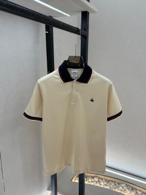 Brooks Brothers Cream Embroidery Logo Premium Collar Neck Polo T-shirt With Brand Box Packing F3768-CR