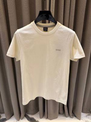 Boss Chest Logo Round Neck T-shirt Cream
