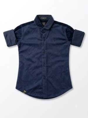 Boys Textured Velvet Shirt