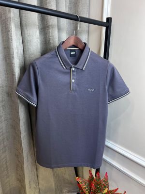 Hugo Bos.s Grey Store Article Premium Collar Neck Polo T-Shirt(1103)