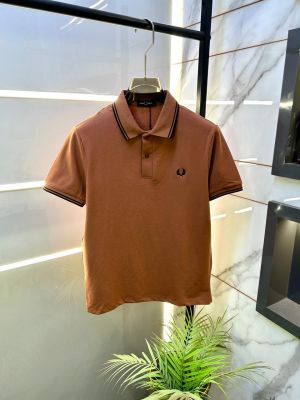 Fred Perry Brown Polo Premium Collar Neck T-shirt F3755-BR
