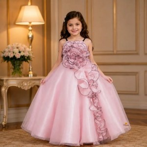Peach Party Wear Gown for Girls Birthday Wedding Special