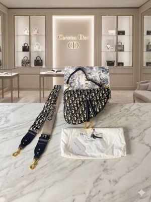 Christian dioor black embroidery saddle bag premium with ogbox dustbag tags 618