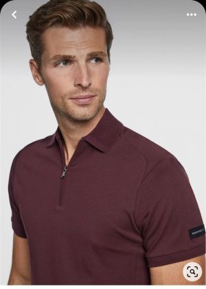 Hacket Maroon Premium Imported Compact Yarn 240 GSM Interlock Fabric Polo Tshirt with Sleeves Patch logo and Zip Style 4299