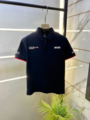 Boss x Porsche Edition Navy Collar Neck Premium Polo T-shirt F3430-NY