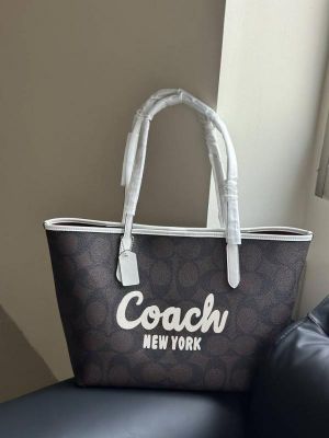 COAC_H CITY TOTE BAG IN SIGNATURE CANVAS Graphic Print With dust cover 759