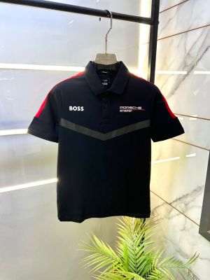 Boss x Porsche Edition Black Collar Neck Premium Polo T-shirt F3922-BL