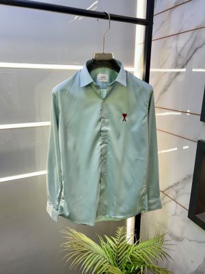 Ami Logo Sky Premium Shirt With Brand Box Packing F3580-S1