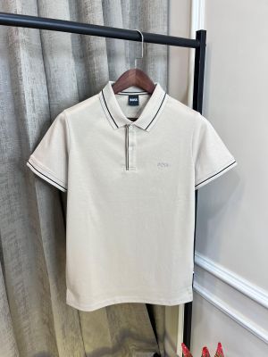 Hugo Bos.s Beige Store Article Premium Collar Neck Polo T-Shirt(1113)