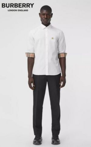 Burberr y White Embroidery Logo Premium Shirt With Brand Box Packing and carry bag F2283-WH