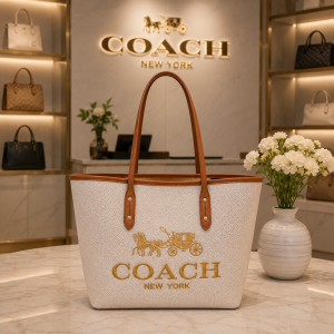 Coac_h voyager jet set print tote bag with dust bag 5508