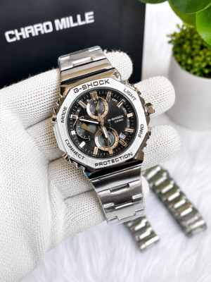 Casio G-Shock 2100 Chronograph Silver Black Dial AT442