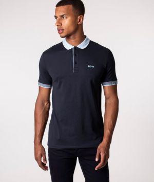 Boss Navy Premium Imported Compact Yarn 240 GSM Interlock Fabric Polo Tshirt with Sleeves&Collar design with patch logo 4325