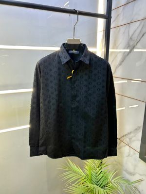 Loui s Vuitton Imported Monogram Allover Premium Black Shirt With Brand Box Packing and Carry bag F3932-BL