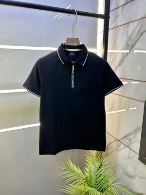Arman_i Exchange Black Zipper Polo Premium Collar Neck T-shirt F3900-BL