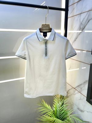 Arman_i Exchange White Zipper Polo Premium Collar Neck T-shirt F3900-WH