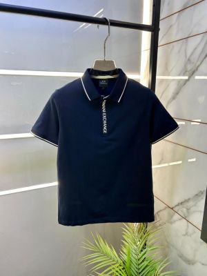 Arman_i Exchange Navy Zipper Polo Premium Collar Neck T-shirt F3900-NY