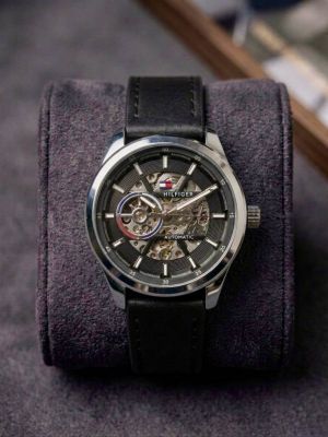 Tommy_Hilfige_r Automatic Leather Belt Black Silver Black 292