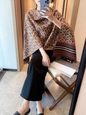 Burberr.y_Monogram_Equestrian_Knight_Brown_Beige_Cotton_Pashmina_With_OG_Box_&_Carry_Bag