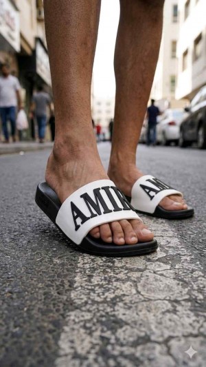 AMIRRI EMBOSSED BLACK WHITE FLIP FLOP