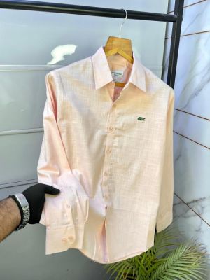 Sale Lacost e Pink Linen Embroidery Logo Premium Shirts F2708-PI