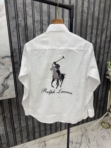 RL POLO PURE LENEN FABRIC WHITE FRONT AND BACK PRINTED SHIRTS